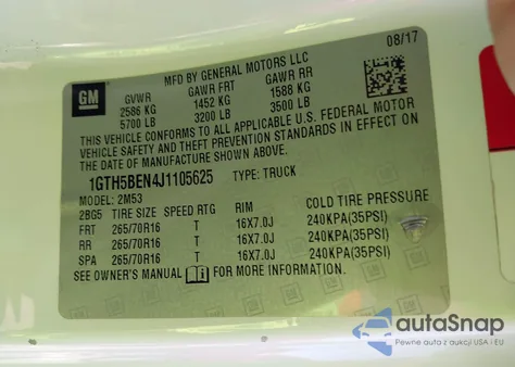 2018 GMC Canyon из США, поврежденный, VIN 1GTH5BEN4J1105625